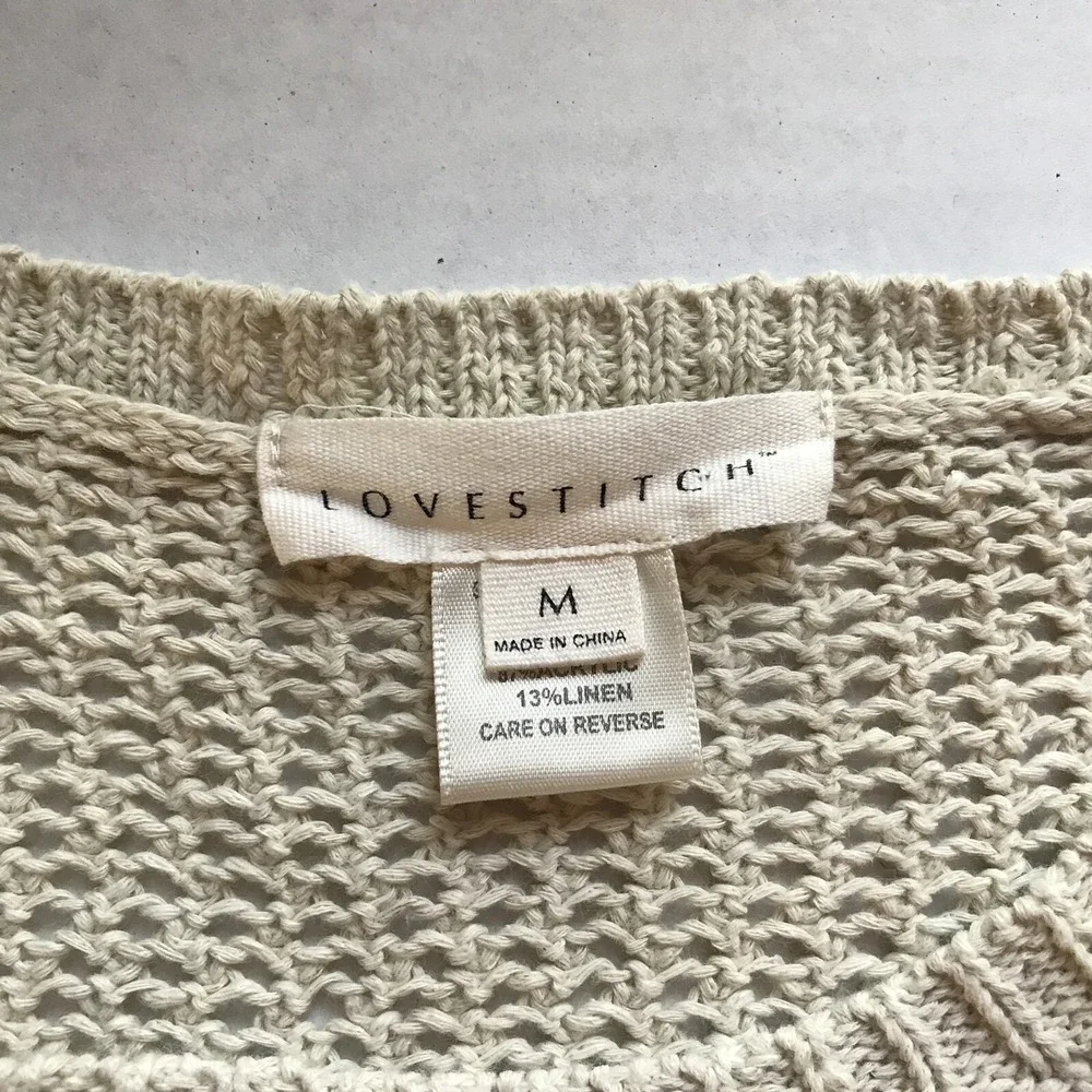 Lovestitch Tan Brown Beige Pullover Knit Sweater Women's Sz M A2171